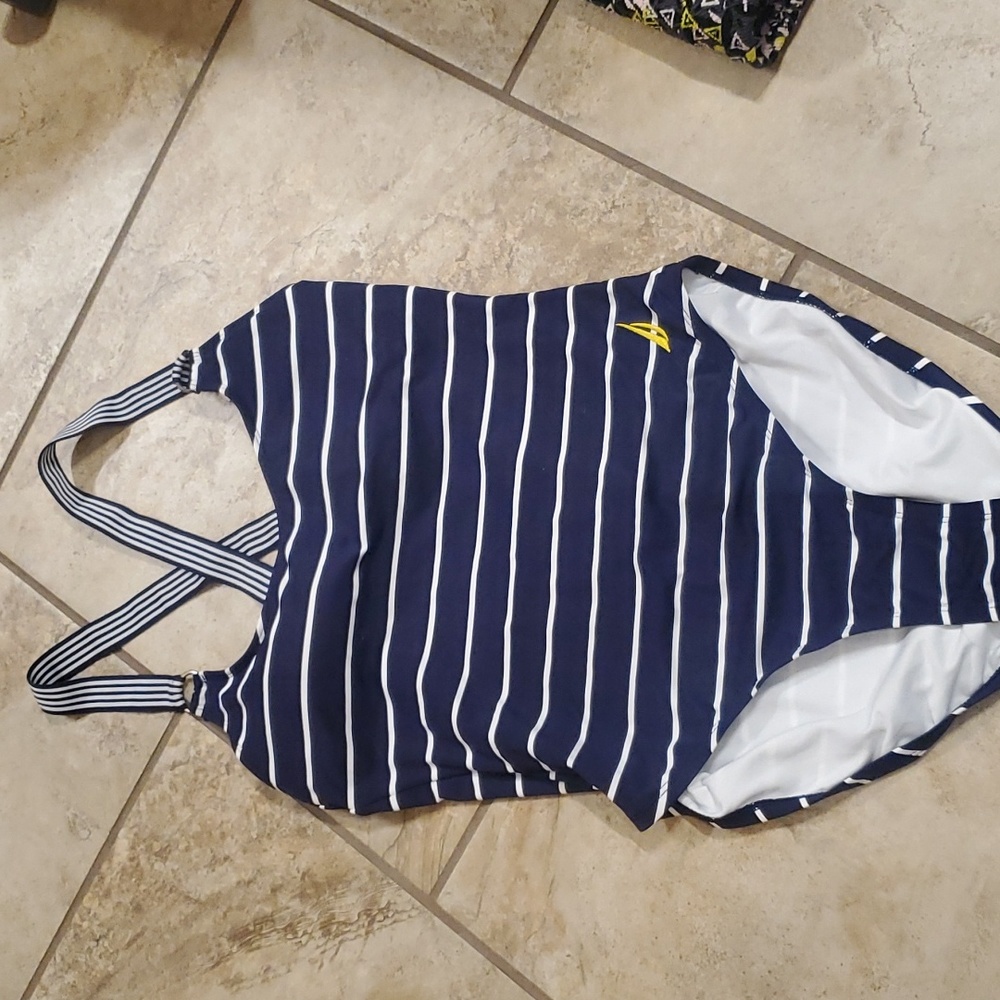 Nautical Swim suit blue with white stripe